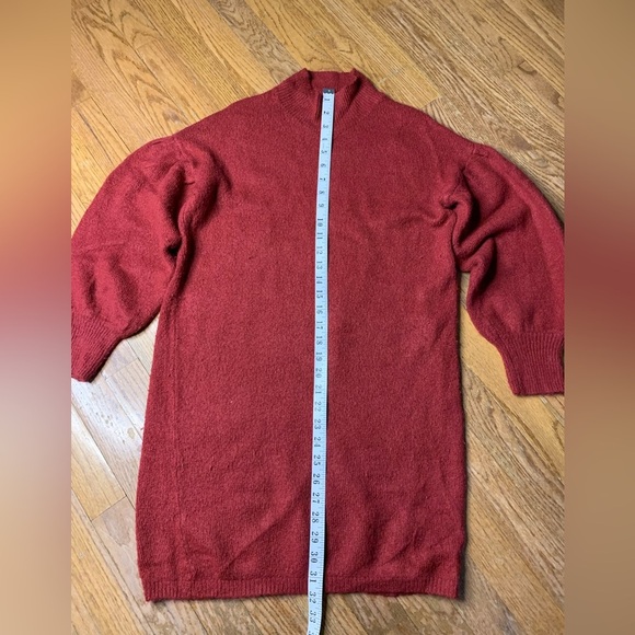 For Thee Red Balloon Sleeve Mock Neck Sweater Dress - M - Picture 6 of 7